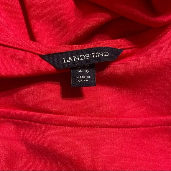 Lands End Pink Elbow Sleeve Square Neck A Line Soft Dress - Picture 6 of 6